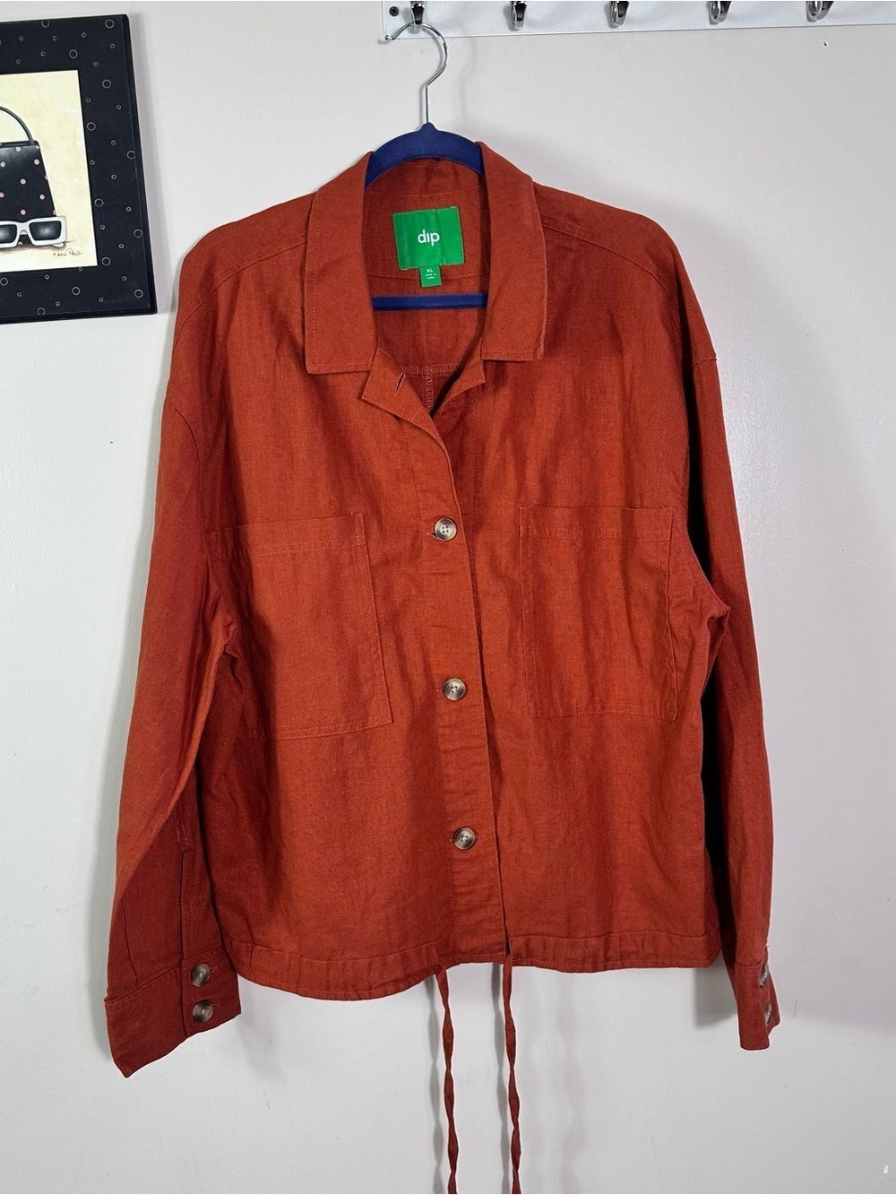 dip Rust Orange Utility Linen-Blend Jacket